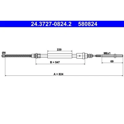 Billede af ATE 24.3727 0824.2 Håndbremsekabel 824 PEUGEOT: 406 Stationcar