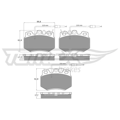Billede af TOMEX brakes TX 10 551 Bremseklodser foraksel Inkl. slidadvarselskontakt CITROËN: C6 Sedan, PEUGEOT: 205 II Hatchback, 407 Coupe