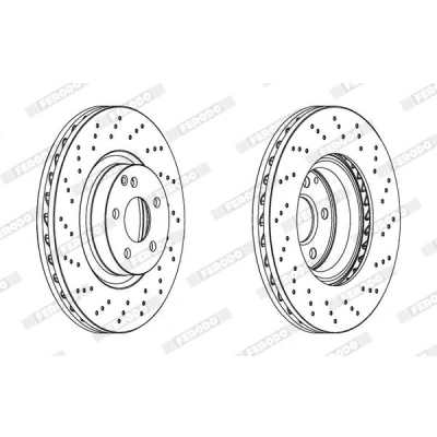 Billede af FERODO PREMIER Coat+ disc DDF1769C 1 Bremseskiver 335 32 5 perforeret/indv. ventileret coatet uden skruer MERCEDES BENZ: S klasse Sedan