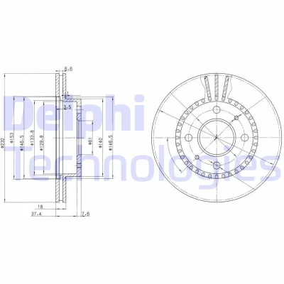 Billede af DELPHI BG3206 Bremseskiver 232 18 4 ventileret olieret ubehandlet uden hjullejer, ABS sensorring NISSAN: ALMERA 1