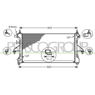 Billede af PRASCO CI954R005 Radiator Aluminium 780 377 34 med lynkobling Mekanisk fuget køleripper FIAT: Ducato III Ladvogn / Chassis, PEUGEOT: Boxer Bus