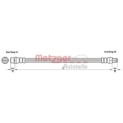 Billede af METZGER 4110255 Bremseslange 324 M10 x 1 AUDI: A6 C6 Avant, Sedan