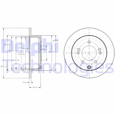 Billede af DELPHI BG4327 Bremseskiver 262 10 5 fuldstændigt olieret ubehandlet uden hjullejer, ABS sensorring