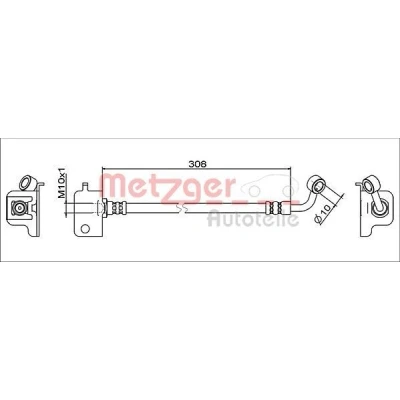 Billede af METZGER 4111566 Bremseslange højre foraksel 304 HYUNDAI: i10 II Hatchback