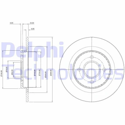 Billede af DELPHI BG3743 Bremseskiver 280 10 4 fuldstændigt olieret ubehandlet uden hjullejer, ABS sensorring FORD: Focus Mk1 Hatchback
