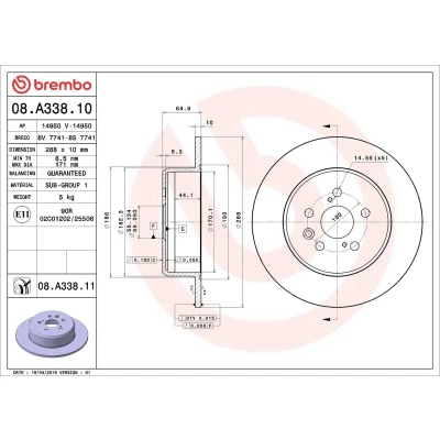 Billede af Bremseskive BREMBO 08.A338.11