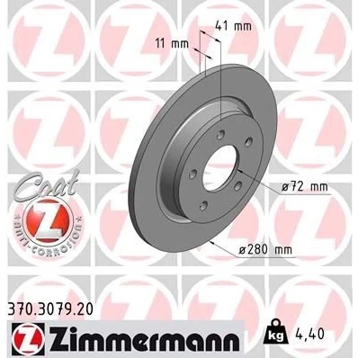 Billede af ZIMMERMANN COAT Z 370.3079.20 Bremseskiver 280 11 5/5 5 114 fuldstændigt coatet MAZDA: 3 Hatchback, 5, Sedan