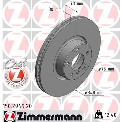 Billede af ZIMMERMANN COAT Z 150.2949.20 Bremseskiver 348 30 6/5 5 120 indvendigt ventileret coatet højkarboniseret