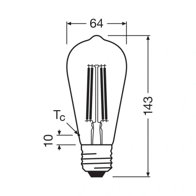 Billede af OSRAM LED filamentpære E27 3,8W Filament 2,700K
