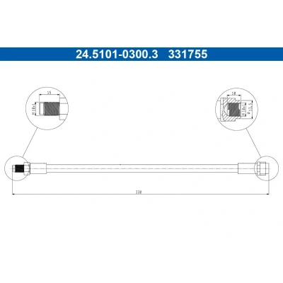 Billede af ATE 24.5101 0300.3 Bremseslange 330mm M10x1mm