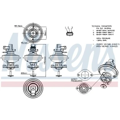 Billede af NISSENS 98208 EGR Ventil med pakninger BMW: 3 Touring, 1 Hatchback, 5 TOYOTA: Verso, MINI: Clubman, Hatchback