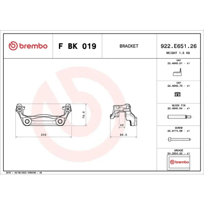 Billede af BREMBO F BK 019 Bremsekaliber holder sæt