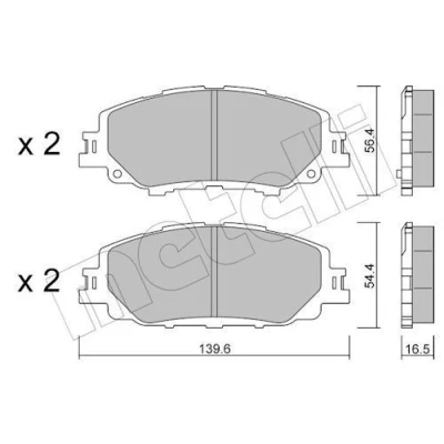 Billede af METELLI 22 1235 0 Bremseklodser Ekskl. slidadvarselskontakt TOYOTA: Corolla XII Stationcar, Prius PHV Hatchback, Hatchback