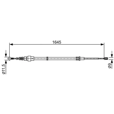 Billede af BOSCH 1 987 482 451 Håndbremsekabel 1645 SKODA: Fabia 2, Combi, I Hatchback, VOLKSWAGEN: Polo IV SEAT: Ibiza 3