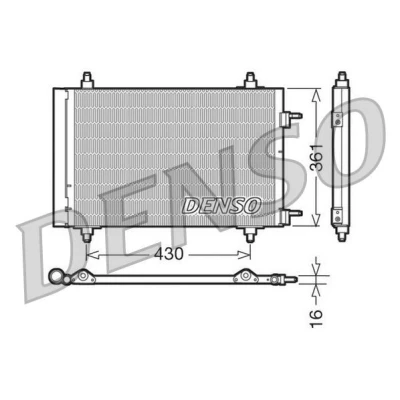 Billede af DENSO DCN07019 Kondensator med tørrer 431x361x16 R 134a 431 PEUGEOT: 308 I SW, 307 Hatchback, CITROËN: C4 Coupe