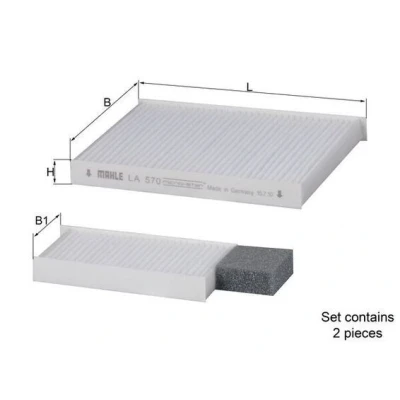 Billede af MAHLE ORIGINAL LA 570/S Kabinefilter Partikelfilter 190,0 145 20,0 KIA: cee‘d I Stationcar, Hatchback, II Hatchback