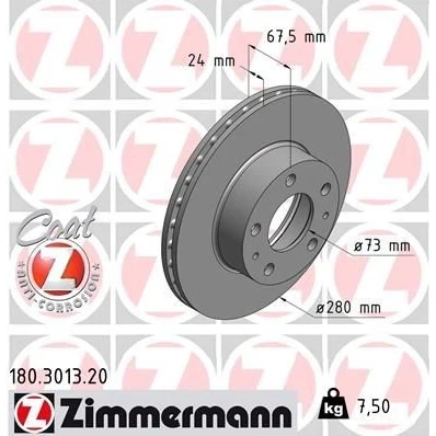 Billede af Bremseskive ZIMMERMANN 180.3013.20