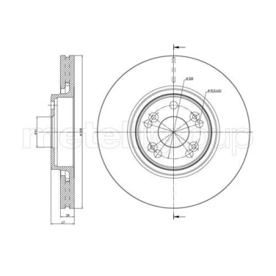Billede af METELLI Bremseskive RENAULT: ESPACE 4 28,0mm 5 61,0mm ventileret lakeret 23 0673C 7701206831,7701207378,8200177023,8200242317,8200570677 Bremseskiver