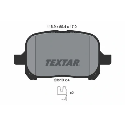 Billede af TEXTAR 2351302 Bremseklodser med akustisk advarsel for slid TOYOTA: Camry IV Sedan, Previa / Estima II, LEXUS: RX I