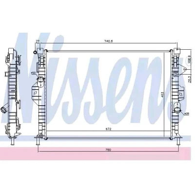 Billede af NISSENS 69253 Radiator Aluminium 672 463 26 Loddet køleripper