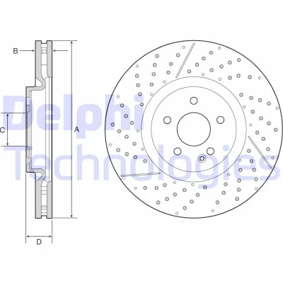 Billede af DELPHI BG9229C Bremseskiver 350 32 5 ventileret coatet højkarboniseret uden hjullejer, ABS sensorring MERCEDES BENZ: CLA Stationcar, GLA