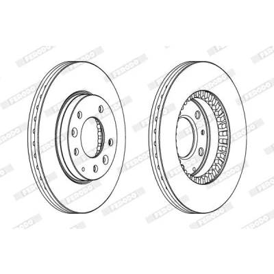 Billede af FERODO PREMIER DDF1278C Bremseskiver 274 24 5 ventileret coatet med skruer MAZDA: 6 Stationcar, Hatchback, Sedan, SAAB: 9 Sedan