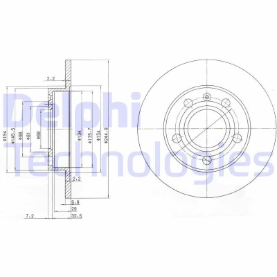 Billede af DELPHI BG2753C Bremseskiver 245 10 5 fuldstændigt coatet ubehandlet uden hjullejer, ABS sensorring AUDI: A4 B8 Avant, B7 B6 Avant