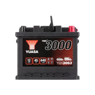 Billede af YUASA YBX3000 YBX3063 Starterbatteri 12V 45Ah 440A FORD: FIESTA 6, Focus 3, 2 Limousine, SUZUKI: Vitara IV SUV, SX4 II S Cross, SWIFT 3