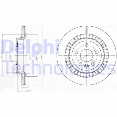 Billede af DELPHI BG4270 Bremseskiver 302 22 5 ventileret olieret ubehandlet uden hjullejer, ABS sensorring VOLVO: XC60 I
