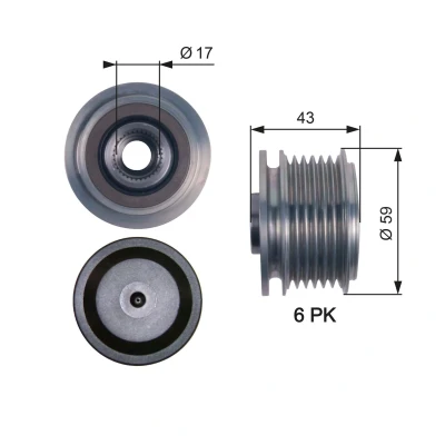 Billede af GATES OAP7112 Friløbskobling 43 BOOST DN CVT Belt FORD: Focus 2 Kombi, VOLVO: V50, MAZDA: 3 Hatchback