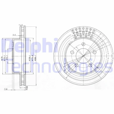 Billede af DELPHI BG3846 Bremseskiver 288 28 5 ventileret olieret ubehandlet uden hjullejer, ABS sensorring JEEP: Cherokee III