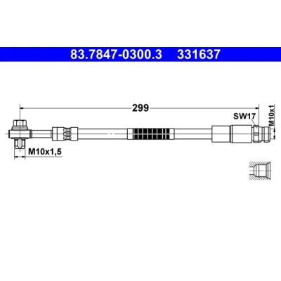 Billede af ATE 83.7847 0300.3 Bremseslange 299 M10x1 AUDI: Q7