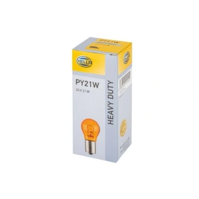 Billede af HELLA 8GA 006 841 241 Glødepære 24 21 PY21W Halogen foran og bagved MERCEDES BENZ: ACTROS MP4, MAN: L 2000