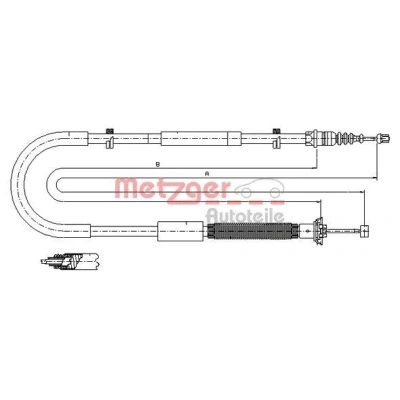 Billede af METZGER 12.0703 Håndbremsekabel bagved til venstre 1786/1593 Skivebremse COFLE FIAT: Stilo Hatchback