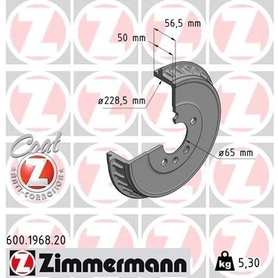 Billede af ZIMMERMANN 600.1968.20 Bremsetromler 278 SEAT: IBIZA 5