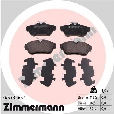 Billede af ZIMMERMANN 24578.165.1 Bremseklodser Billede svarer til leveringsomfang CITROËN: Jumpy II MPV, TOYOTA: Proace I Van / Stationcar