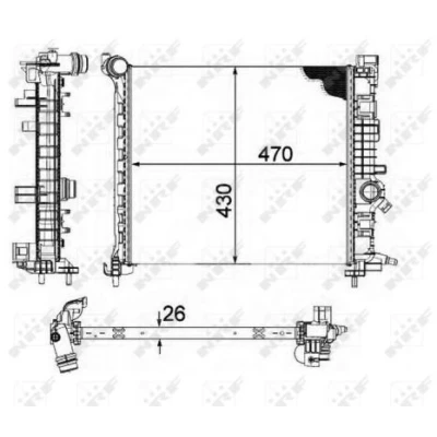 Billede af NRF 58476 Radiator Aluminium 470mm 430mm 26mm uden sensor Loddet køleripper OPEL: Meriva B