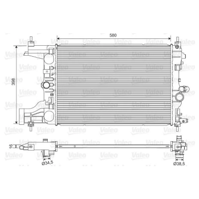 Billede af VALEO 701594 Radiator Aluminium 398 580 16 med kølemiddelregulator Loddet køleripper