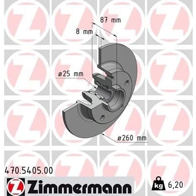 Billede af ZIMMERMANN 470.5405.00 Bremseskiver 260 8 5/5 5 114 fuldstændigt med hjulleje, ABS sensorring RENAULT: Megane 4