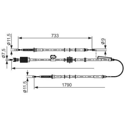 Billede af BOSCH 1 987 482 803 Håndbremsekabel 1790, 733 OPEL: Astra J Sports Tourer