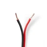 Billede af Højtaler Kabel 2x 1.50 mm² CCA 100.0 m Runde PVC Rød / Sort Folie