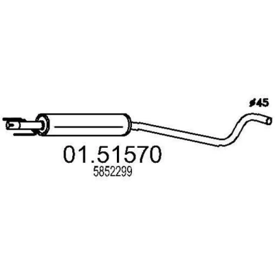 Billede af MTS 01.51570 Midterste Lyddæmper 1800 OPEL: Astra H Hatchback