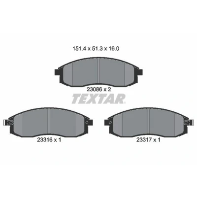Billede af TEXTAR 2308602 Bremseklodser med akustisk advarsel for slid MITSUBISHI: L200 / Triton IV Pick up