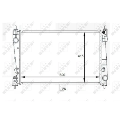 Billede af NRF 59084 Radiator Aluminium 620 396 26 Loddet køleripper OPEL: Corsa D Hatchback