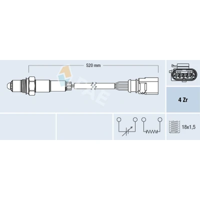 Billede af FAE 77438 Lambdasonde opvarmet brun VOLKSWAGEN: Polo IV Hatchback, GOLF 5, 6, SKODA: Fabia 1 Combi, 2, Octavia II Hatchback