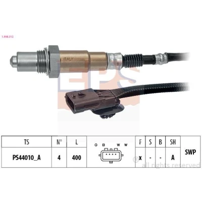 Billede af EPS 1.998.312 Lambdasonde med befæstelsesmateriale Made in Italy OE Equivalent opvarmet, pladesonde, Gevind, forsmurt RENAULT: TWINGO 2