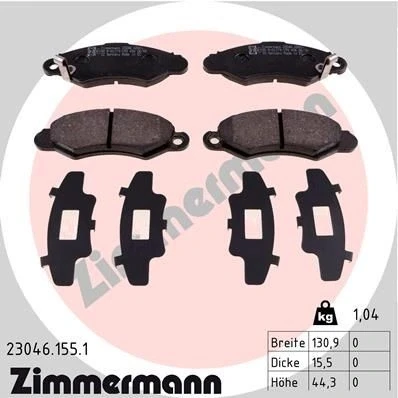 Billede af ZIMMERMANN 23046.155.1 Bremseklodser med akustisk advarsel for slid Billede svarer til leveringsomfang SUZUKI: SWIFT 2