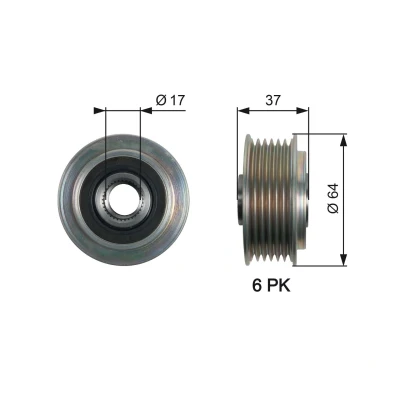 Billede af GATES OAP7160 Friløbskobling 37 FleetRunner Micro V Stretch Fit MAZDA: 3 Hatchback