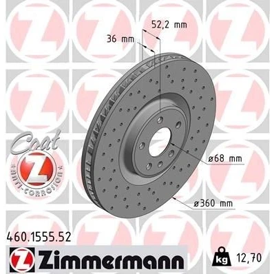 Billede af ZIMMERMANN SPORT COAT Z 460.1555.52 Bremseskiver 360 36 6/5 5 112 indvendigt ventileret, hullet coatet højkarboniseret PORSCHE: Macan