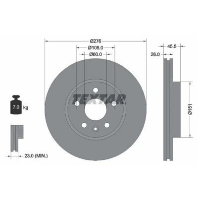 Billede af TEXTAR PRO 92198903 Bremseskiver 276 26 05/06 105 indvendigt ventileret coatet uden hjulbolte, hjulnav OPEL: Astra J Sports Tourer